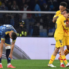 Los de Xavi completaron un gran partido en Nápoles y fue Aubameyang quien cerró la goleada europea. CIRO FUSCO