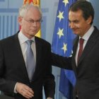 El presidente del Consejo Europeo, Herman van Rompuy, junto a Rodríguez Zapatero.