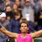 Rafa Nadal festeja su victoria en Indian Wells.