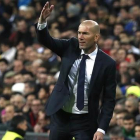 Zidane, durante el patido entre el Madrid y el Deportivo.