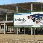 Cartel anunciador de la futura planta de células solares de Cel-Celis