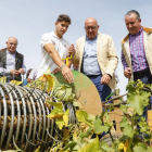 El consejero de Agricultura, Ganadería y Desarrollo Rural, Jesús Julio Carnero, visita el cultivo de la alubia en la provincia de León. Junto a él, el presidente de Asaja en Castilla y León, Donaciano Dujo