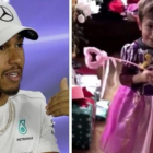 Hamilton y su sobrino disfrazado de princesa.