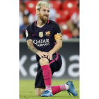 Messi marcó el único gol del Barça ante el City. LUIS TEJIDO