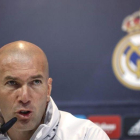 Zinedine Zidane, durante la rueda de prensa de este sábado en la ciudad deportiva de Valdebebas.