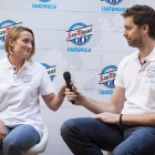 Los deportistas Paul Gasol y Mireia Belmonte durante la grabación del anuncio. LUCCA PIERGOVANNI