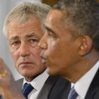 El jefe del Pentágono, Chuck Hagel y Obama, en una imagen de archivo.