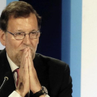 Mariano Rajoy durante la clausura de una conferencia con los portavoces parlamentarios de su partido