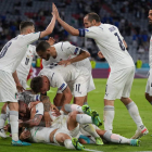 Los componentes de la selección italiana celebran el pase a semifinales. MATTHIAS SCHRADER