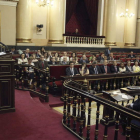 Alfredo Pérez Rubalcaba, durante la reunión del grupo socialista del Senado celebrada ayer.