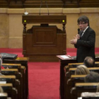 Carles Puigdemont, en el pleno del Parlament.