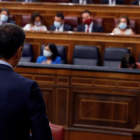 Pedro Sánchez durante la última sesión de control al Gobierno en el Congreso de los Diputados. GUILLÉN