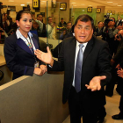 Rafael Correa en el aeropuerto de Quito.