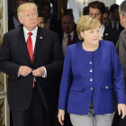 Donald Trump y Angela Merkel en el hotel Atlantic Kempinski de Hamburgo. JENS SCHLUETER