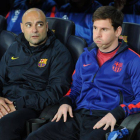 Messi, durante el encuentro frente al PSG, ayer.