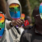Protesta de colectivos homosexuales en Nairobi (Kenia), el pasado 10 de febrero, contra la anunciada ley de Uganda.