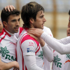 Los jugadores de la Cultural celebran un gol marcado por Ortiz en el partido disputado frente a la Gimnástica Segoviana.