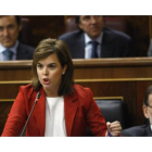 Soraya Sáenz de Santamaría, durante una comparecencia en el Congreso.