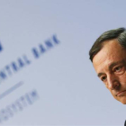 Mario Draghi, durante la conferencia de prensa en la sede del BCE en Fráncfort.
