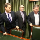 Carlos López Riesco, Antonio Canedo y Raúl Valcarce, cuando Ponferrada anunció que abandonaba el ent