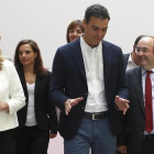 Susana Díaz, Pedro Sánchez y Miquel Iceta, en septiembre del 2015.