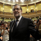 Mariano Rajoy, el jueves en el Congreso de los Diputados, tras perder la primera votación.