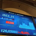 Imagen de las pantallas de la Bolsa de Madrid. VEGA ALONSO