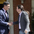 Pedro Sánchez y Pablo Iglesias, el pasado 7 de mayo en la Moncloa.