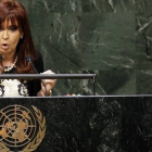 La presidenta argentina, Cristina Fernández de Kirchner, en la Asamblea General de la ONU, el pasado 24 de septiembre.