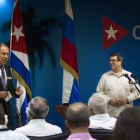Los ministros de Exteriores de Rusia y Cuba, Serguéi Lavrov y Bruno Rodriguez.
