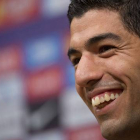 Luis Suárez, durante su presentación oficial como jugador del Barça.