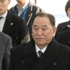 El vicepresidente de Corea del Norte, Kim Yong-chol (centro).