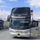 Un autobús de la empresa Transpaís donde secuestraron a 19 personas.