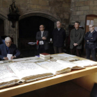 Samuel Rubio, Cristóbal Halffter, José Manuel López, Tomás Marco, Alfredo Aracil, David del Puerto y Antonio Trobajo. MARCIANO PÉREZ