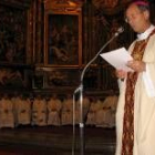 El oblispo Camilo Lorenzo, ayer en la misa de acción de gracias por la designación del nuevo Papa