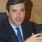 El ministro del Interior, Ángel Acebes en una intervención pública durante una visita a León