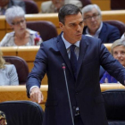 El presidente del Gobierno, Pedro Sánchez, este martes en el Senado.