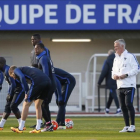 Entrenamiento de la selección francesa de fútbol, este martes en Clairefontaine, cerca de París