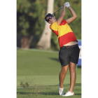Carlota Ciganda golpea la bola en la tercera ronda del torneo.