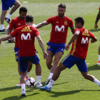 La selección se ejercitó en Madrid antes de viajar a Skopje. ALVARADO