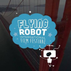 Portada de la página web del Flying Robot International Film Festival donde se ve el logo del evento y el puente de San Francisco capturado desde un dron.