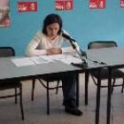 La procuradora socialista Raquel Pérez, ayer por la mañana en la sede del partido en Ponferrada