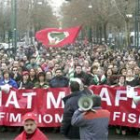 Imagen de la manifestación protagonizada ayer en Turín por los trabajadores de Fiat