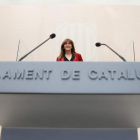 La presidenta del Parlament, Laura Borràs, en la cámara catalana. QUIQUE GARCÍA