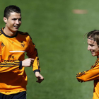 Cristiano Ronaldo y Luka Modric, durante el entrenamiento del equipo en Valdebebas