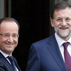 El presidente Mariano Rajoy, junto a su homólogo francés en su primera cumbre bilateral.