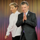 El presidente de Colombia, Juan Manuel Santos junto a su esposa, María Clemencia Rodríguez. LEONARDO MUÑUZ