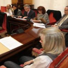 Franco, González, Cayón, Santos, Nogal, Miguélez, Salguero y Moro, en un pleno.