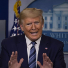 El presidente Donald Trump, ayer durante una rueda de prensa. TASOS KATOPODIS