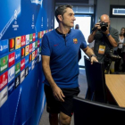 Valverde, en la sala de prensa de la ciudad deportiva.
